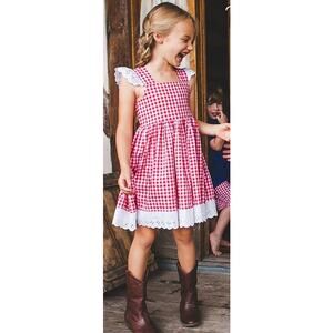 Eleanor Rose Red & White Gingham Dress - Size 6/7